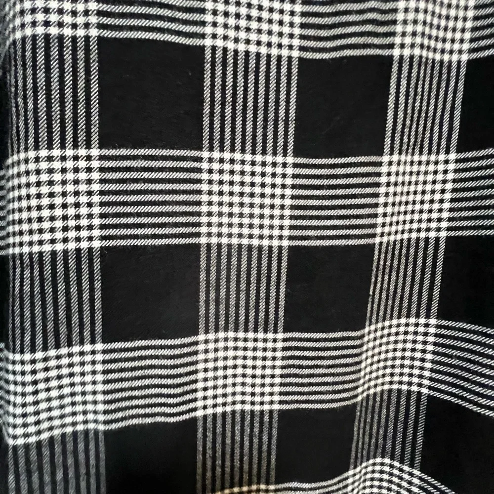 LOFT Plus Plaid Puff Sleeve Swing Dress 16W Black Plaid